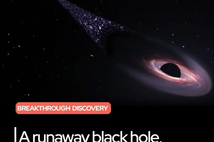 A Supermassive Black Hole is on the Run, Leaving a Trail of Stars Behind!