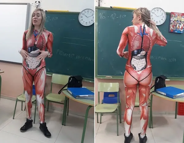 Teacher Goes Above and Beyond with Full-Body Anatomy Suit to Engage Students in Learning